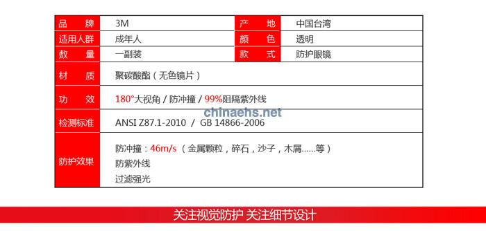 3M 11329無框型防霧輕便型防護眼鏡